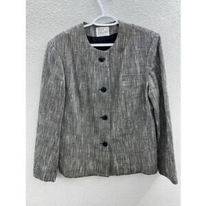 Womens Suits Galore Gray Button Up Long Sleeve Blazer Size 16